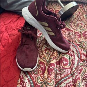 Adidas Women's Burgundy and Gold Running Shoes